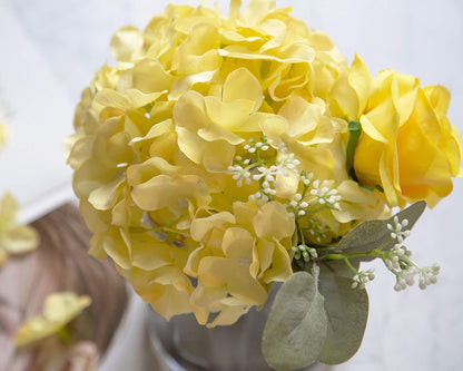 Artificial Hydrangea Silk Flower Heads with Stem Fake Blue Hydrangea Bigger Flowers for Wedding Home Garden Centerpiece Pack of 6