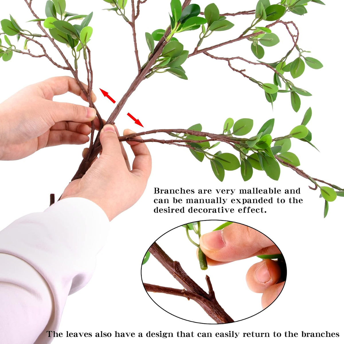 5 Pack 45" Artificial Ficus Stems Faux Green Ficus Branches & Twigs
