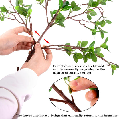 5 Pack 45" Artificial Ficus Stems Faux Green Ficus Branches & Twigs