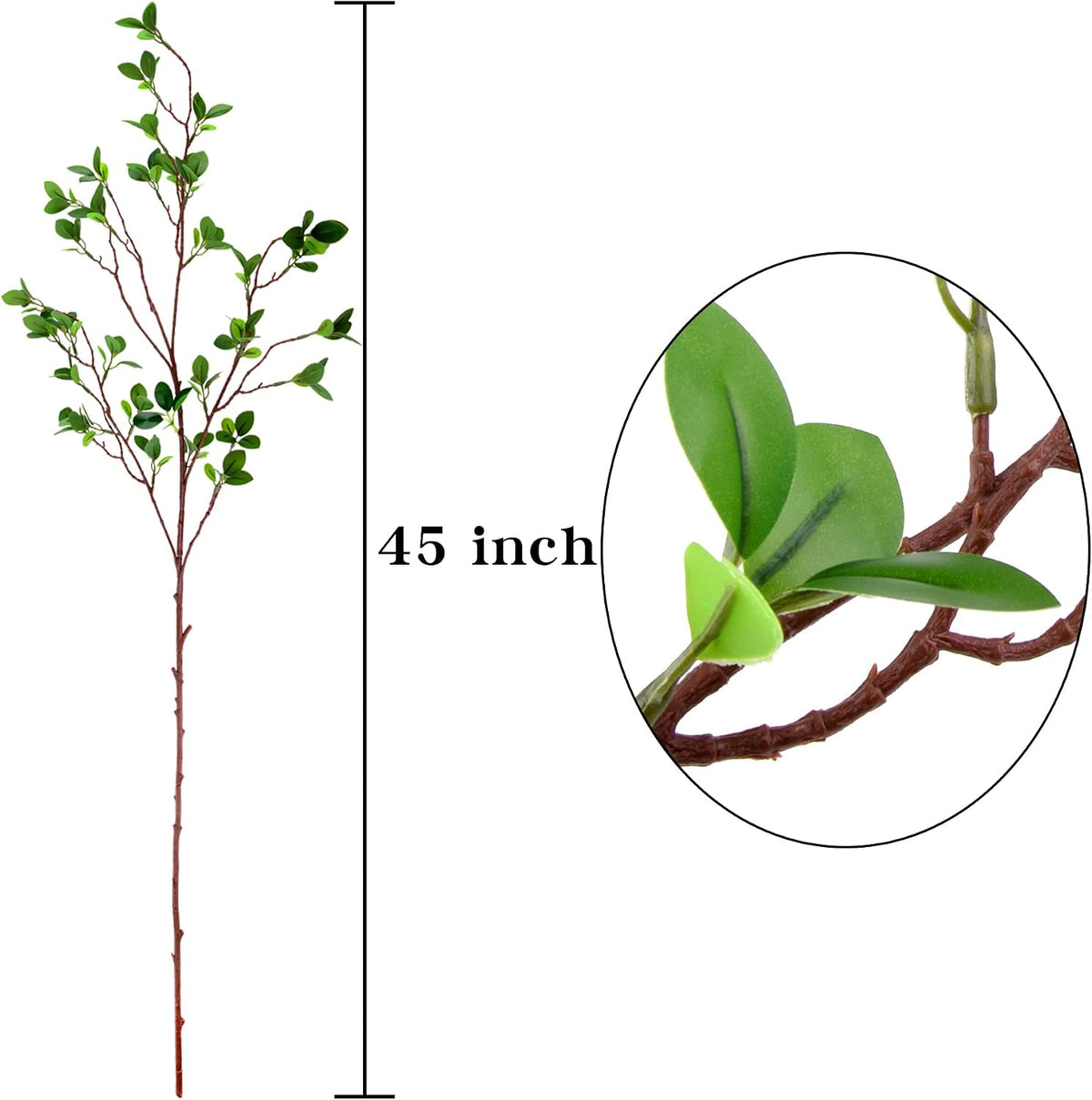 5 Pack 45" Artificial Ficus Stems Faux Green Ficus Branches & Twigs