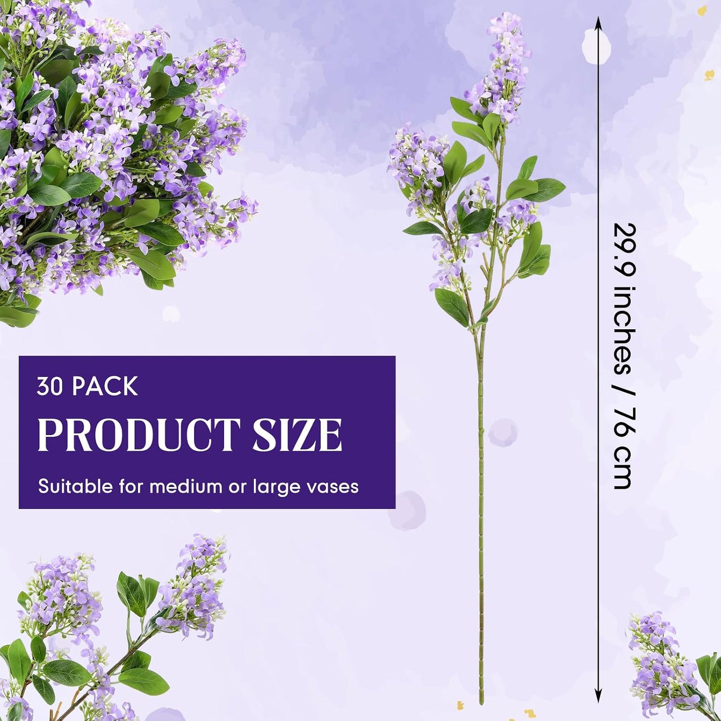 Thiccywoov 10 Pcs 30" Artificial Lilac Flowers Fake Delphinium Antirrhinum Stem Silk Artificial Flower Branch Floral Arrangement for Vase Centerpieces Wedding Bouquet Home (Purple)