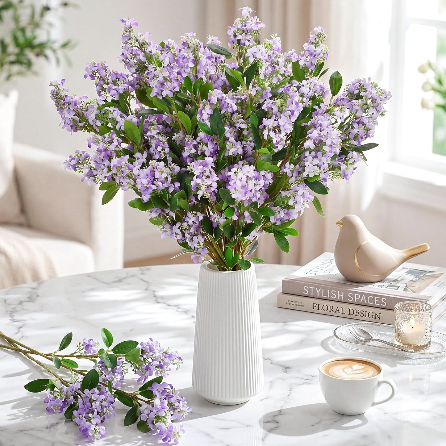 Thiccywoov 10 Pcs 30" Artificial Lilac Flowers Fake Delphinium Antirrhinum Stem Silk Artificial Flower Branch Floral Arrangement for Vase Centerpieces Wedding Bouquet Home (Purple)