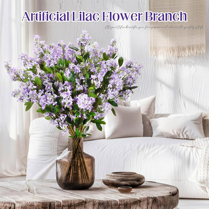 Thiccywoov 10 Pcs 30" Artificial Lilac Flowers Fake Delphinium Antirrhinum Stem Silk Artificial Flower Branch Floral Arrangement for Vase Centerpieces Wedding Bouquet Home (Purple)