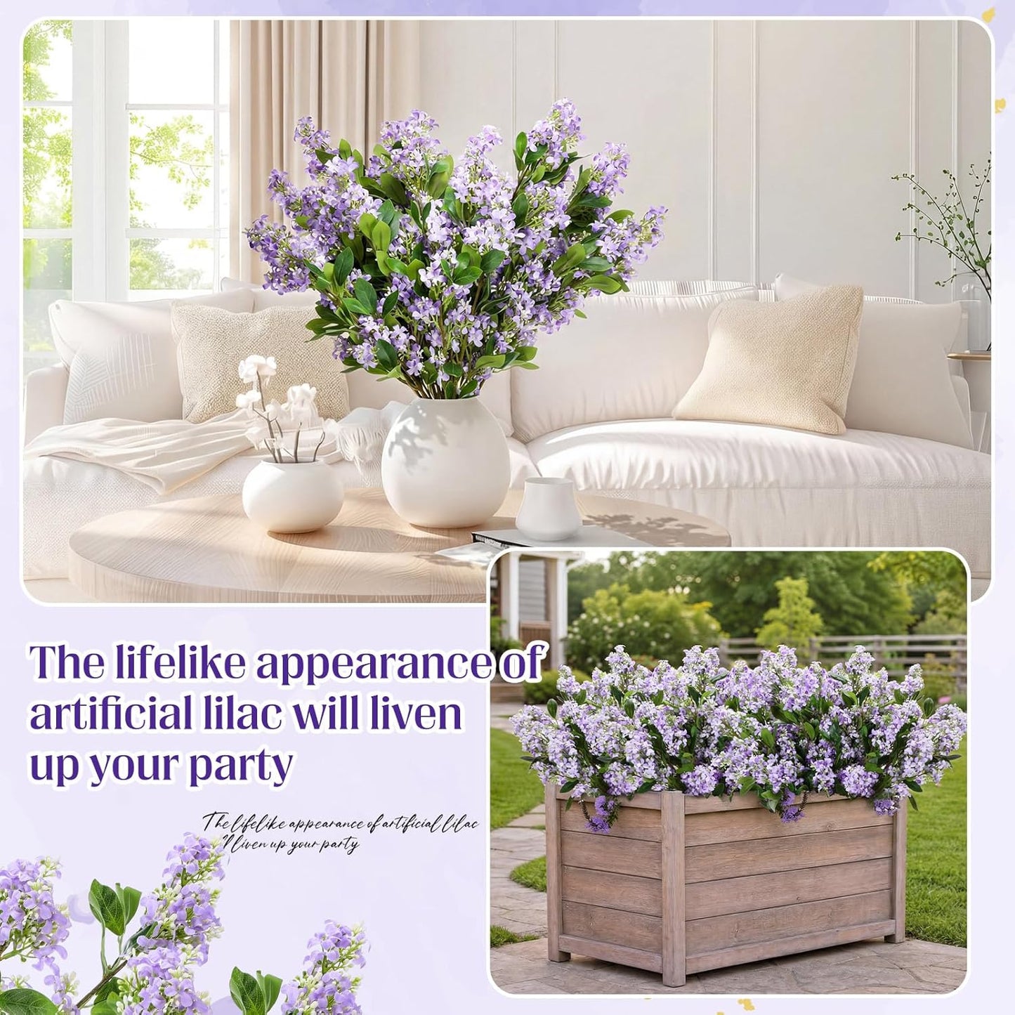 Thiccywoov 10 Pcs 30" Artificial Lilac Flowers Fake Delphinium Antirrhinum Stem Silk Artificial Flower Branch Floral Arrangement for Vase Centerpieces Wedding Bouquet Home (Purple)