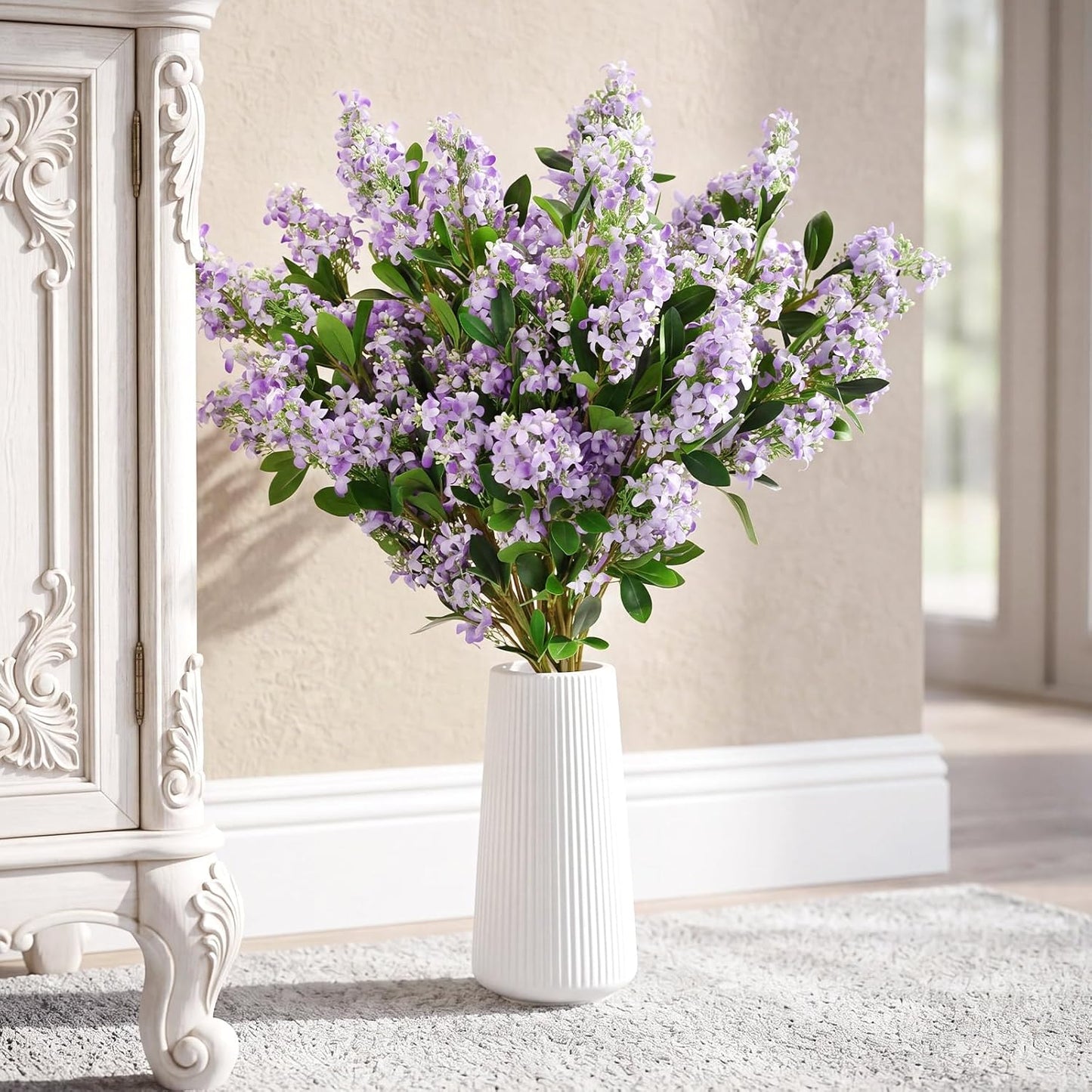 Thiccywoov 10 Pcs 30" Artificial Lilac Flowers Fake Delphinium Antirrhinum Stem Silk Artificial Flower Branch Floral Arrangement for Vase Centerpieces Wedding Bouquet Home (Purple)