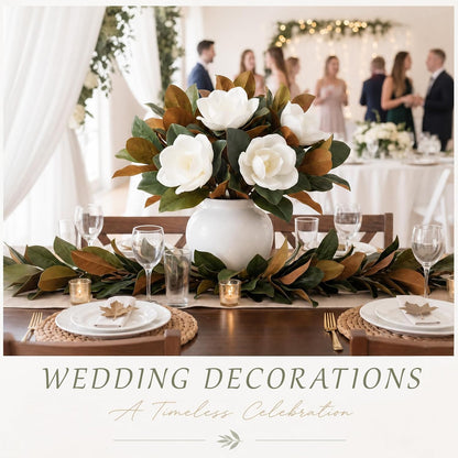 8 Pcs Magnolia Flower Set 4 White Artificial Magnolia Flower Stems 4 Branches, 15.7", 22" Faux Blooms for Wedding Bouquets, Mother's Day, Teacher Appreciation Gifts, Home Decor