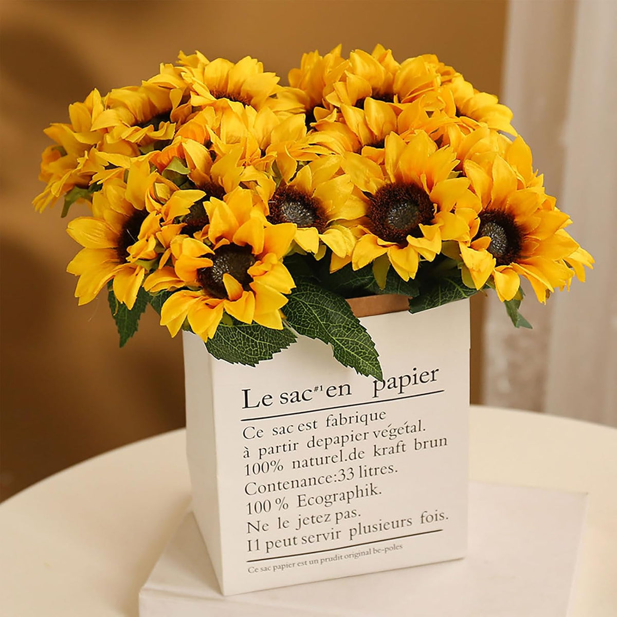 6PCS Artificial Flowers Sunflowers Bouquet, Faux Flowers with Stems Fake Sunflowers Bulk for Wedding Floral Arrangement Home Party Office Indoor Outdoor Fall Autumn Decor
