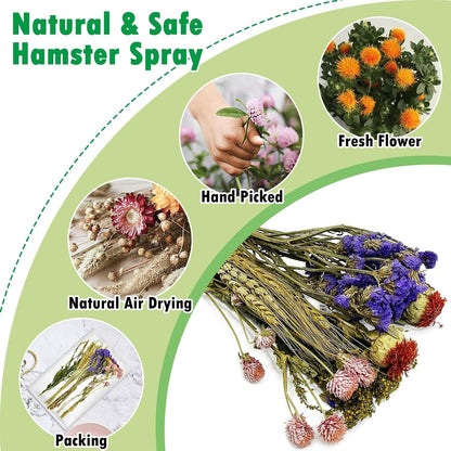 Natural Flower & Herb Hamster Bedding Habitat Decor Guinea Pig Bedding Hamster Sprays Hamster Cage Accessories for Guinea Pig Dwarf Syrian Gerbils Mice Mouse Rat (Flower Version)