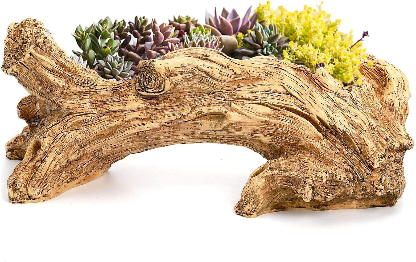 Artificial Driftwood Planter, Vintage Stump Log Container Pot
