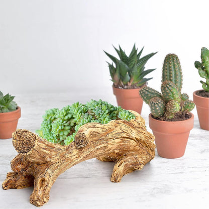 Artificial Driftwood Planter, Vintage Stump Log Container Pot