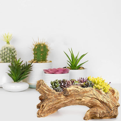 Artificial Driftwood Planter, Vintage Stump Log Container Pot