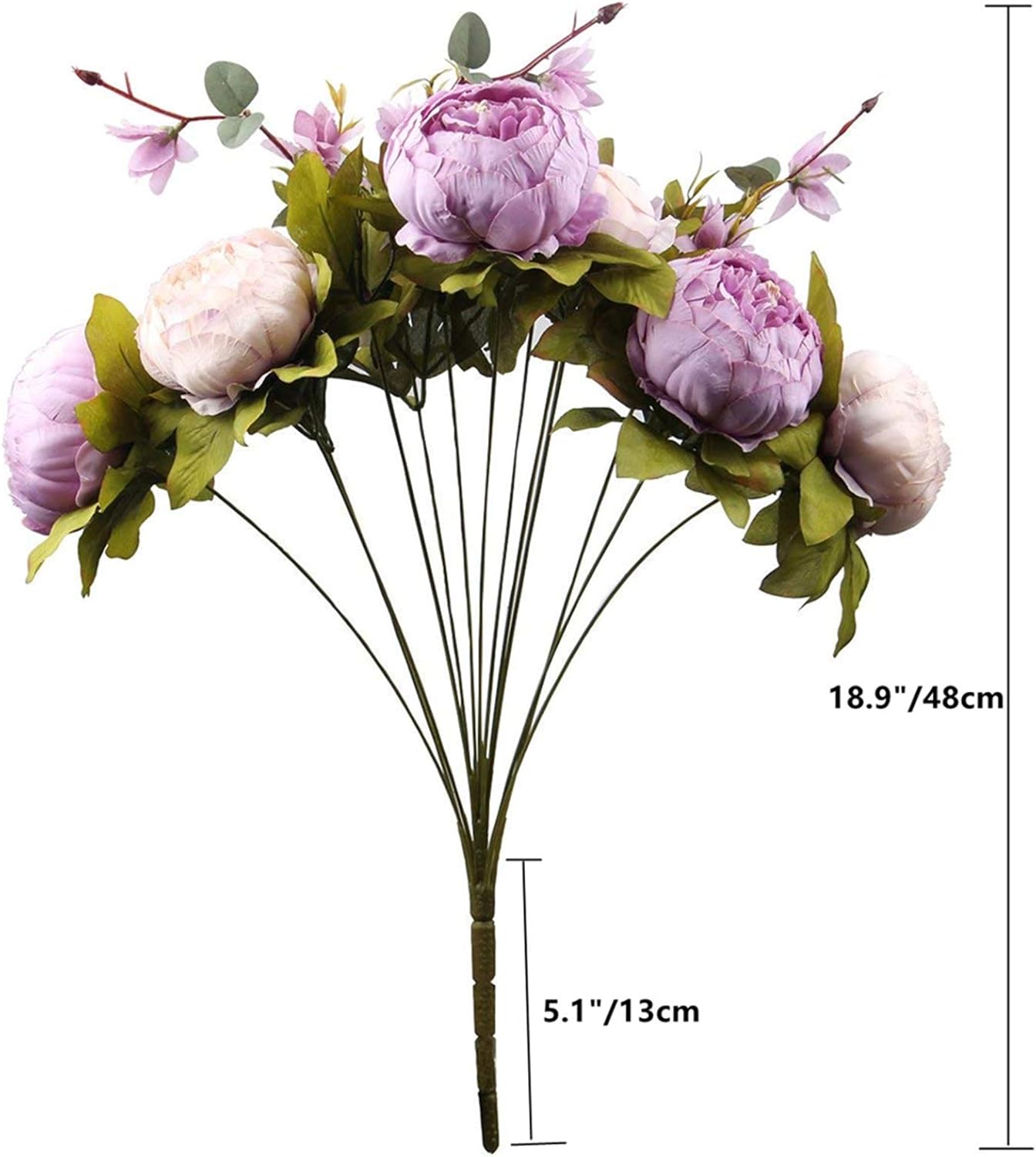 2 Pack Large Artificial Peony Silk Flower Bouquets Arrangement Wedding Centerpieces (New Purple)