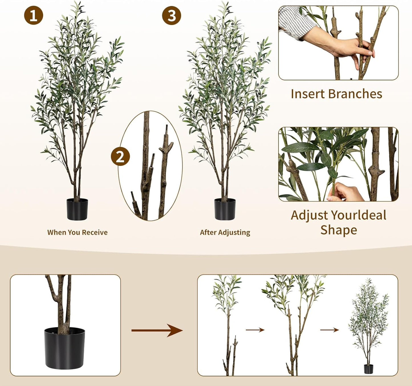 5ft Artificial Wisteria Tree, Fake Tree with Firmly Attached Blooms for Less Shedding, Faux Trees Indoor Outdoor Home Office Living Room Decor, Potted Floor Plant