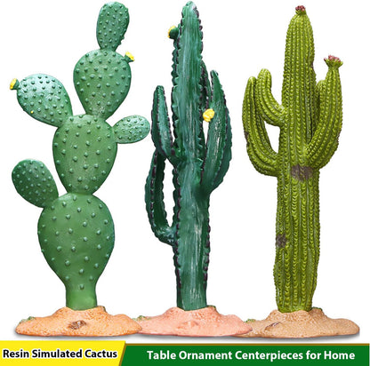 3pcs Green Simulated Cactus Artificial Sand Decoration - Decorative Fake Cactus Plant Table Decoration