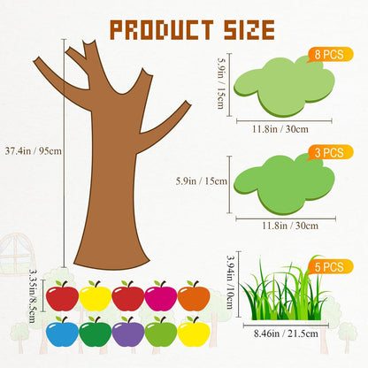 Apple Tree Bulletin Board Set Fall Church Tree Bulletin Board Cutouts Autumn Wall Decor for Home Elementary Chalkboard Supplies(Red)