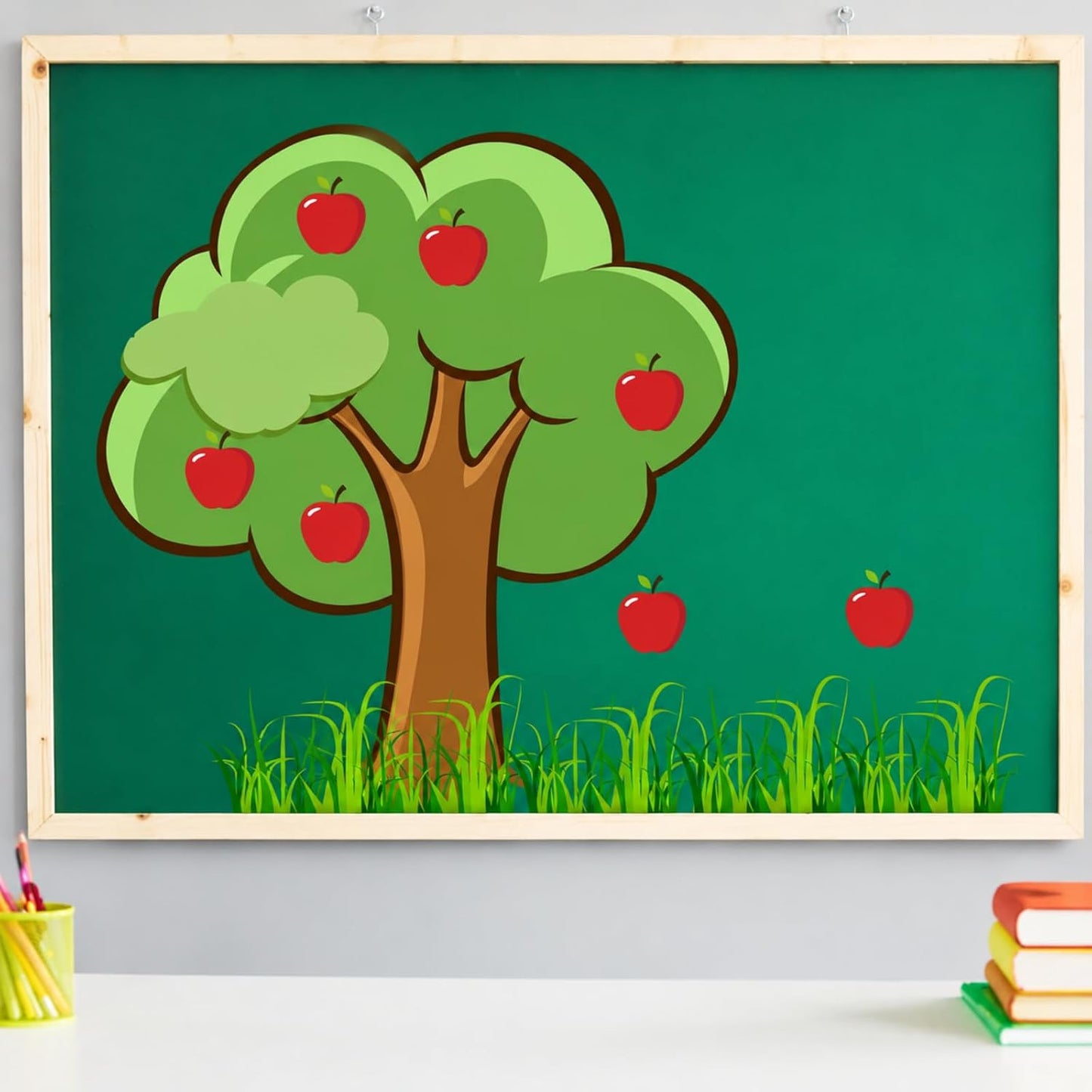 Apple Tree Bulletin Board Set Fall Church Tree Bulletin Board Cutouts Autumn Wall Decor for Home Elementary Chalkboard Supplies(Red)