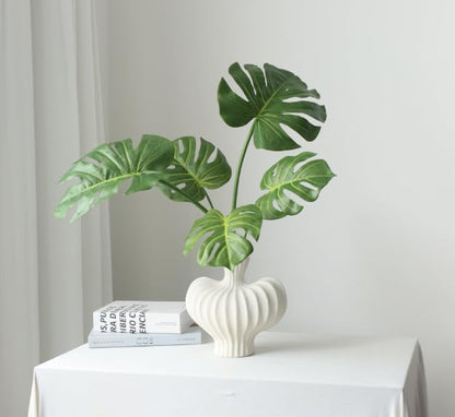 5Pcs Artificial Monstera Leaves, Tropical Palm Leaves with Stems for Vase