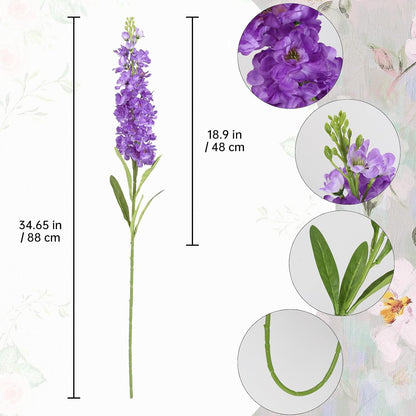 Light Blue Delphinium Artificial Flowers 5PCS Silk Flowers with Stems Snapdragon Long Stem for Tall Vase Home Wedding Centerpieces Decor (Light Blue)