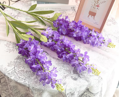 Light Blue Delphinium Artificial Flowers 5PCS Silk Flowers with Stems Snapdragon Long Stem for Tall Vase Home Wedding Centerpieces Decor (Light Blue)