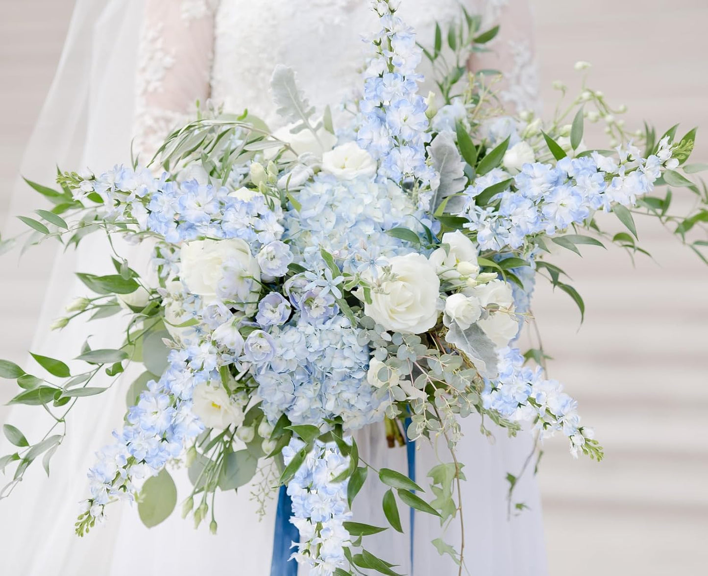 Light Blue Delphinium Artificial Flowers 5PCS Silk Flowers with Stems Snapdragon Long Stem for Tall Vase Home Wedding Centerpieces Decor (Light Blue)