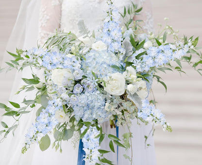 Light Blue Delphinium Artificial Flowers 5PCS Silk Flowers with Stems Snapdragon Long Stem for Tall Vase Home Wedding Centerpieces Decor (Light Blue)