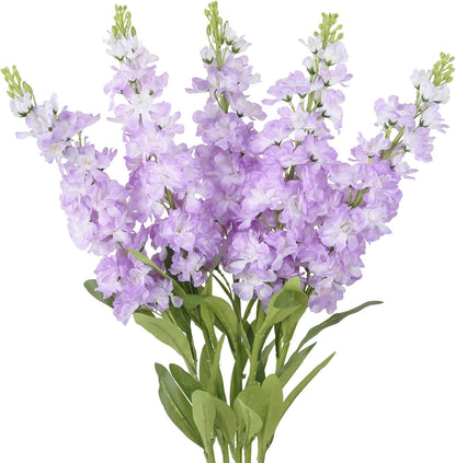 Light Blue Delphinium Artificial Flowers 5PCS Silk Flowers with Stems Snapdragon Long Stem for Tall Vase Home Wedding Centerpieces Decor (Light Blue)