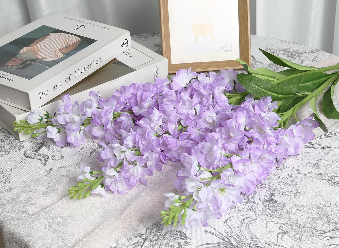 Light Blue Delphinium Artificial Flowers 5PCS Silk Flowers with Stems Snapdragon Long Stem for Tall Vase Home Wedding Centerpieces Decor (Light Blue)