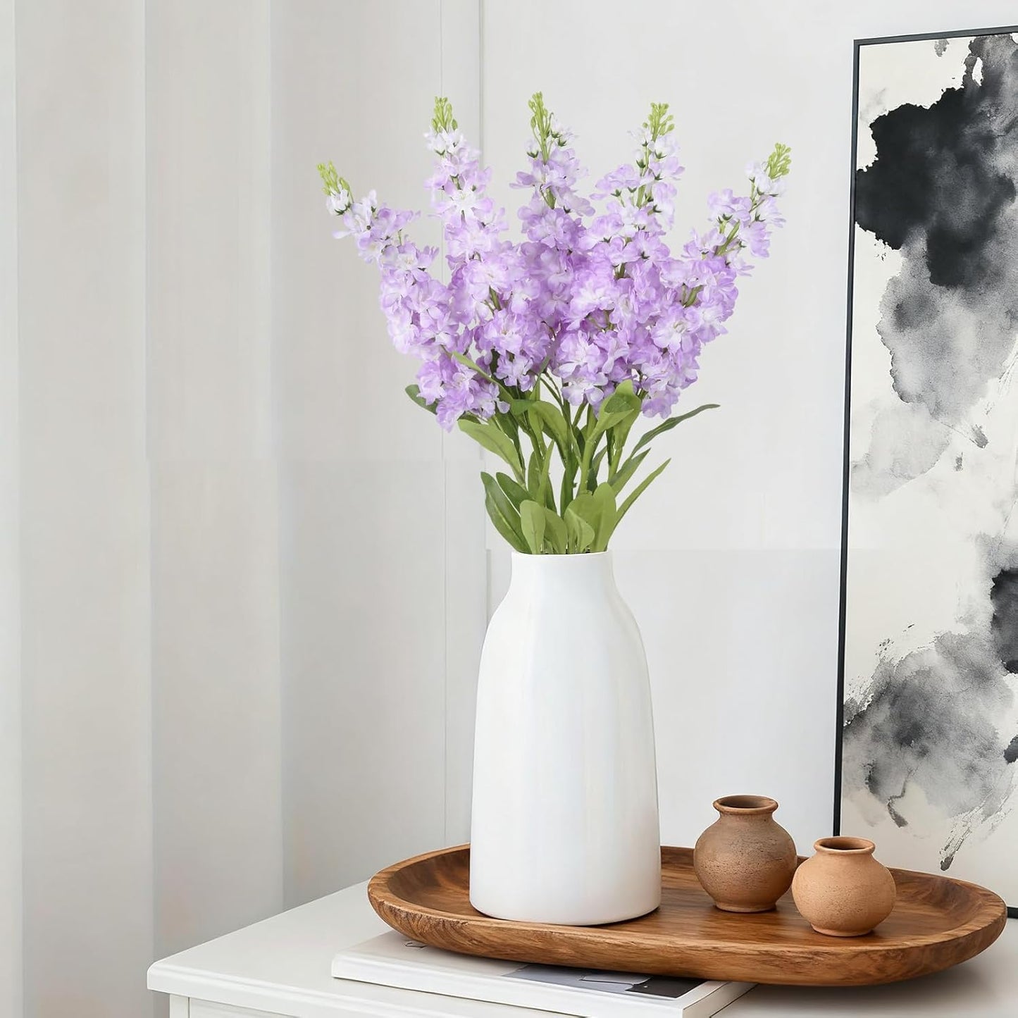 Light Blue Delphinium Artificial Flowers 5PCS Silk Flowers with Stems Snapdragon Long Stem for Tall Vase Home Wedding Centerpieces Decor (Light Blue)