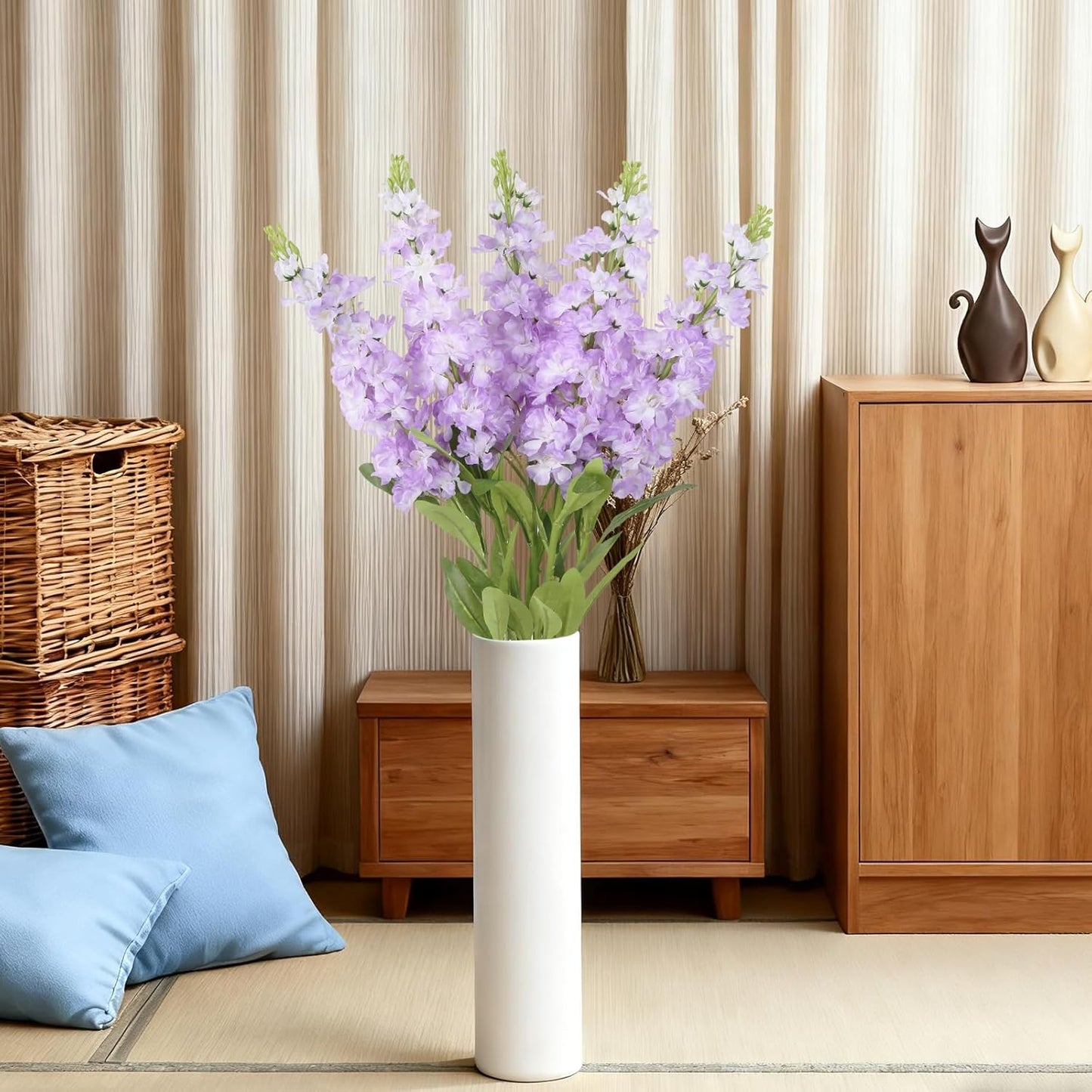 Light Blue Delphinium Artificial Flowers 5PCS Silk Flowers with Stems Snapdragon Long Stem for Tall Vase Home Wedding Centerpieces Decor (Light Blue)