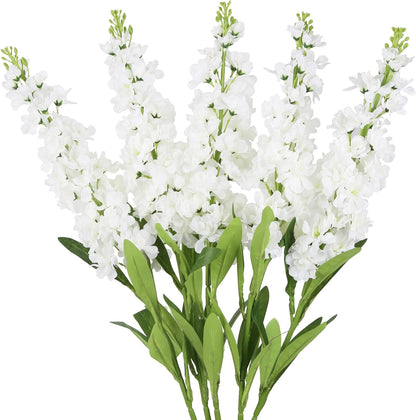 Light Blue Delphinium Artificial Flowers 5PCS Silk Flowers with Stems Snapdragon Long Stem for Tall Vase Home Wedding Centerpieces Decor (Light Blue)