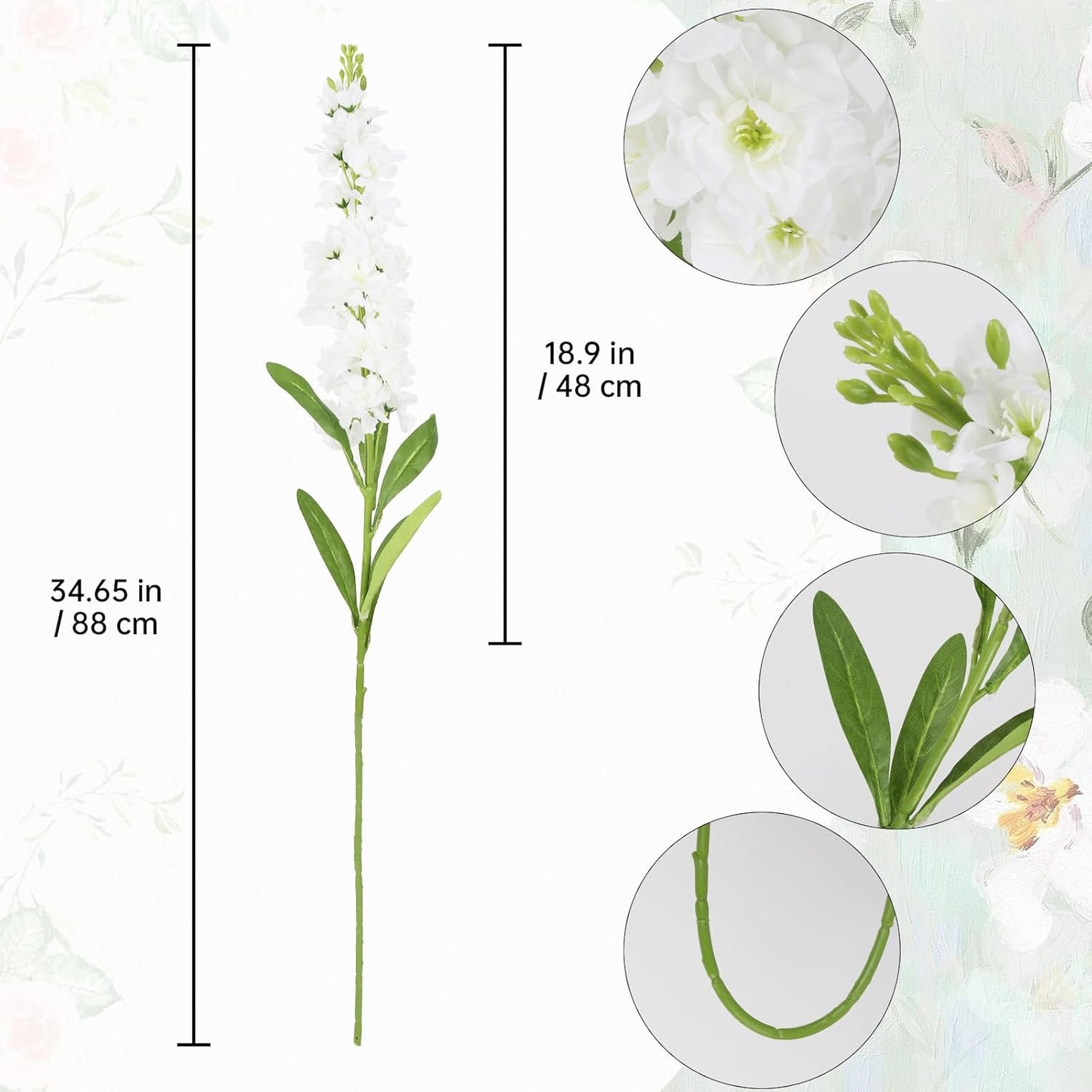 Light Blue Delphinium Artificial Flowers 5PCS Silk Flowers with Stems Snapdragon Long Stem for Tall Vase Home Wedding Centerpieces Decor (Light Blue)