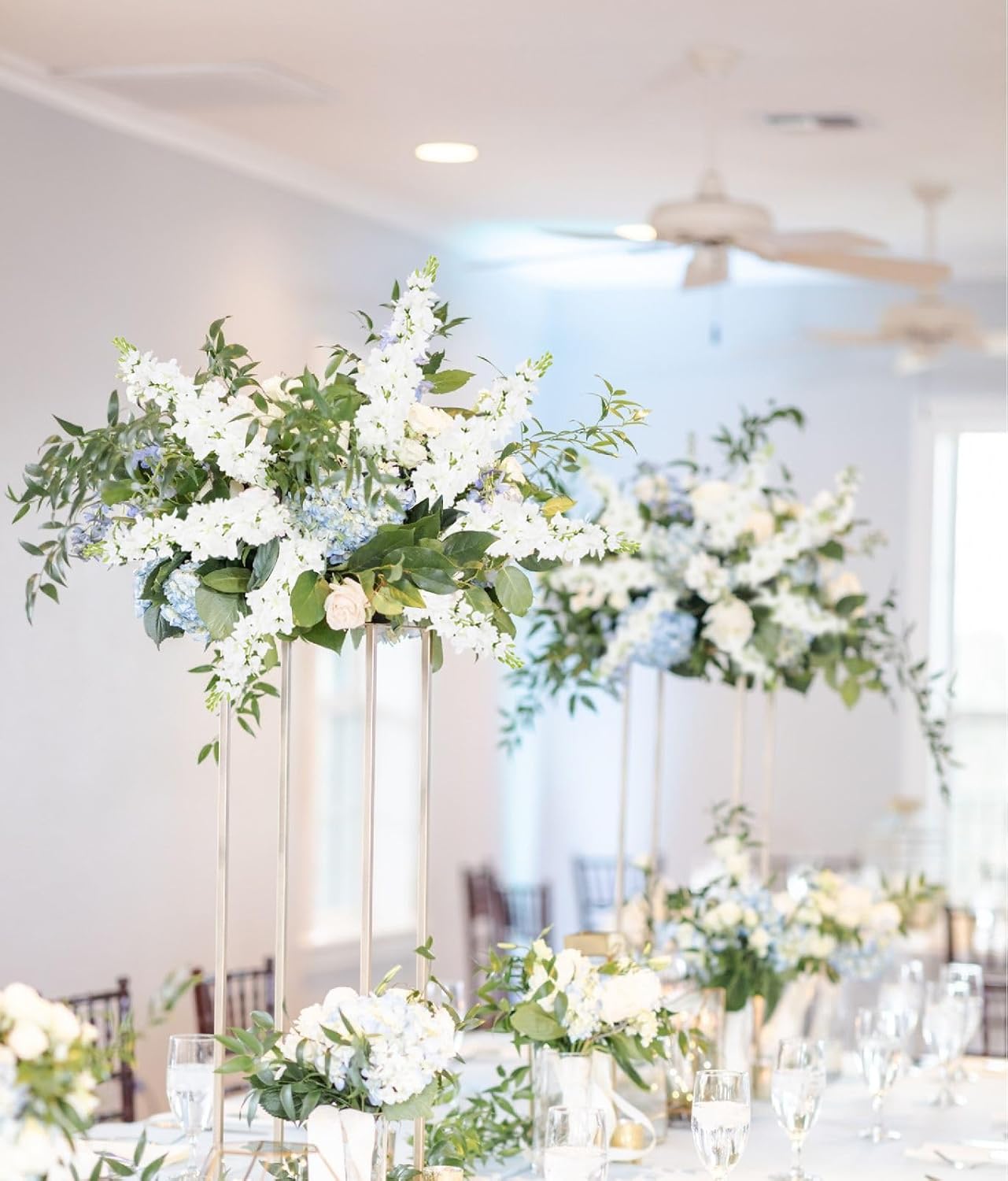 Light Blue Delphinium Artificial Flowers 5PCS Silk Flowers with Stems Snapdragon Long Stem for Tall Vase Home Wedding Centerpieces Decor (Light Blue)