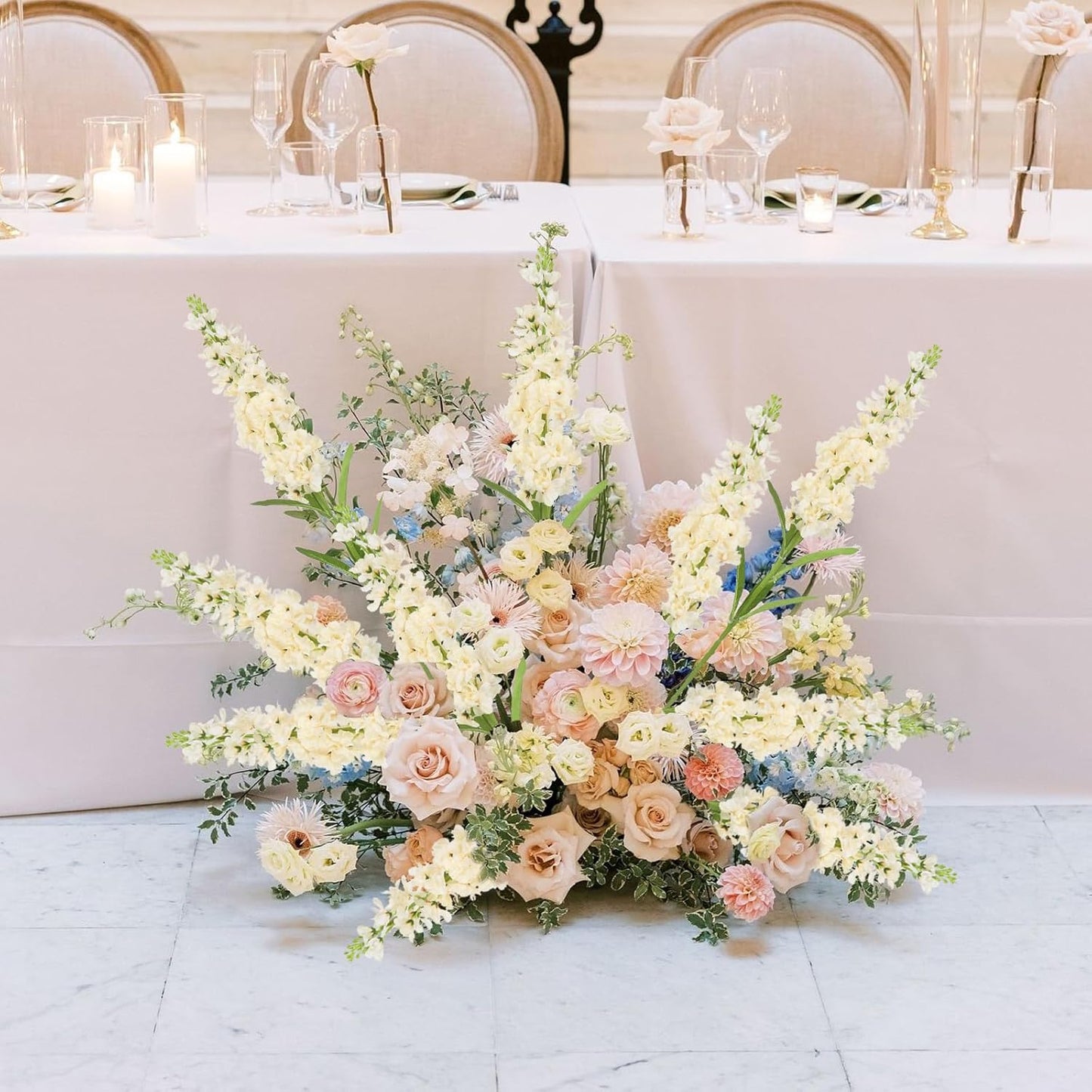 Light Blue Delphinium Artificial Flowers 5PCS Silk Flowers with Stems Snapdragon Long Stem for Tall Vase Home Wedding Centerpieces Decor (Light Blue)