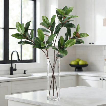 3 PCS 32" Magnolia Leaves Artificial Magnolia Stems Greenery for Vase