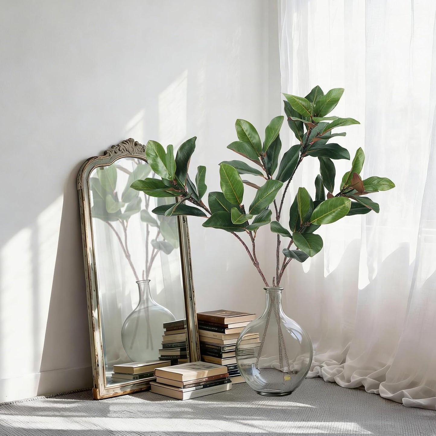 3 PCS 32" Magnolia Leaves Artificial Magnolia Stems Greenery for Vase