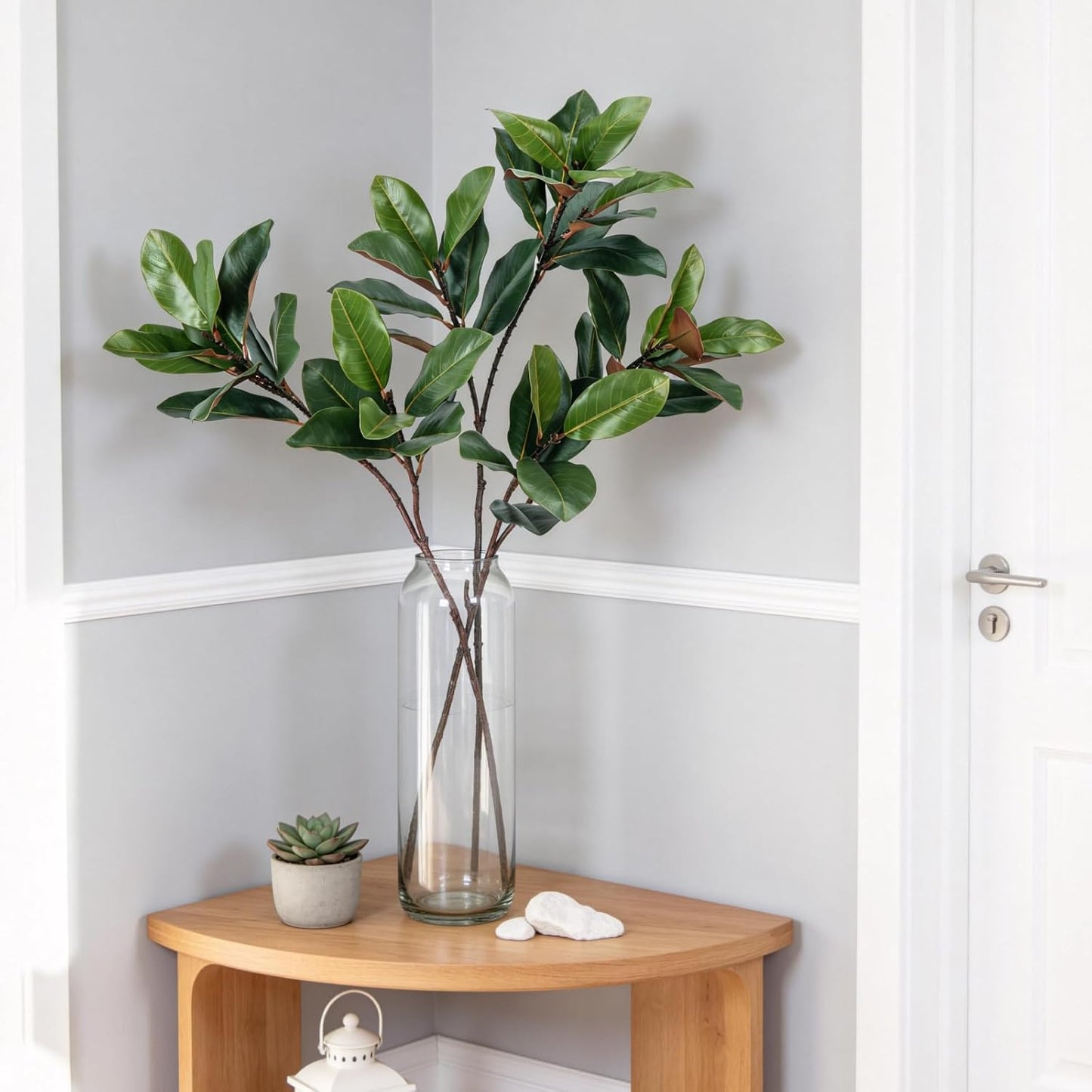 3 PCS 32" Magnolia Leaves Artificial Magnolia Stems Greenery for Vase