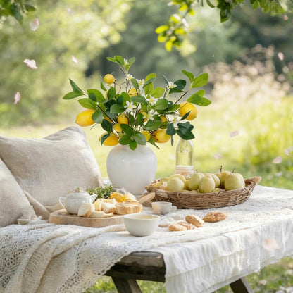 2 Bunches Artificial Lemons Branches, 16 Heads Fake Lemon Branches with Lemons for Vase, Realistic Fake Lemon Decoration for Farmhouse Style Party Table Centerpiece and Home Decor