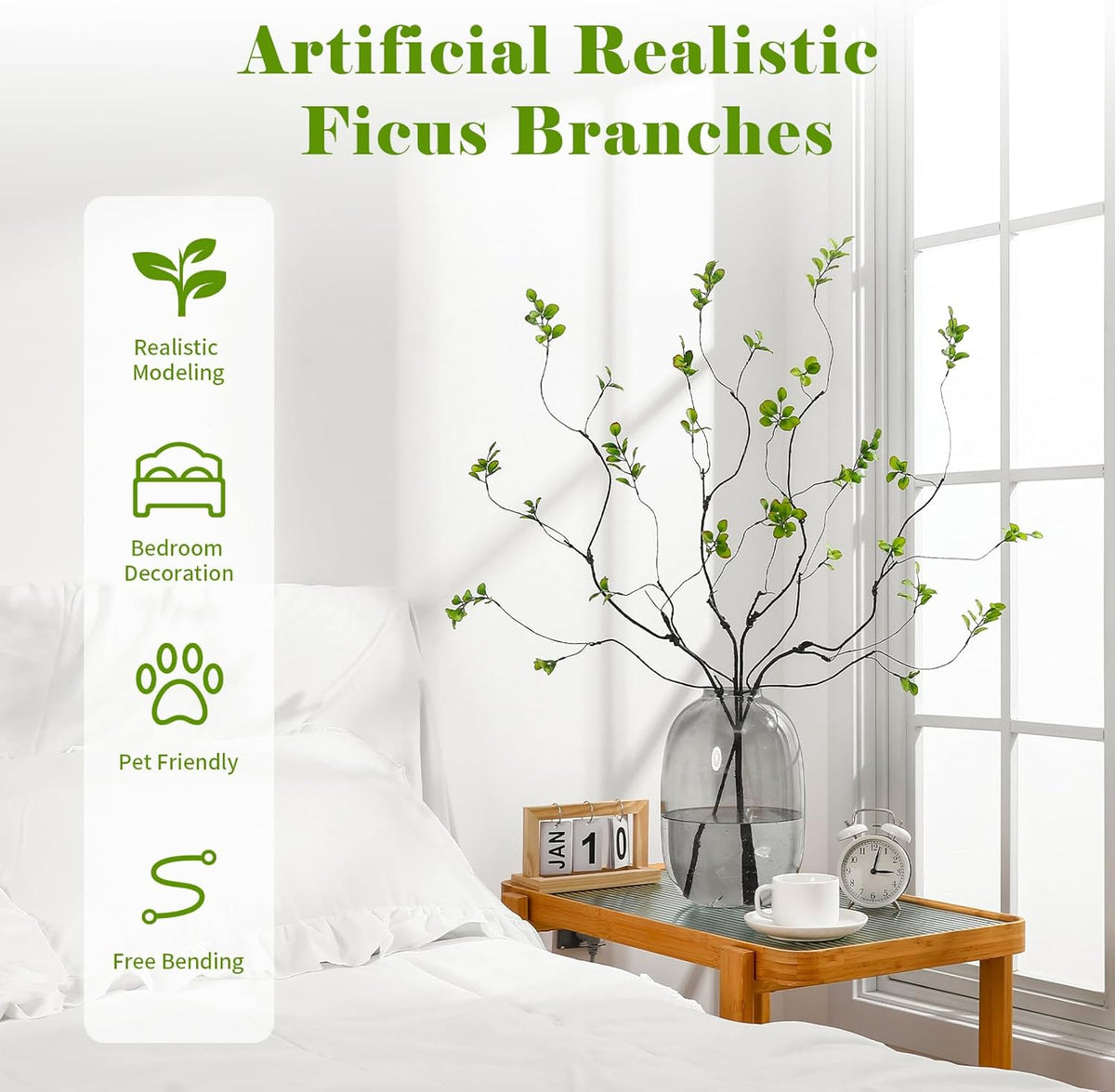 2 Bunches Artificial Lemons Branches, 16 Heads Fake Lemon Branches with Lemons for Vase, Realistic Fake Lemon Decoration for Farmhouse Style Party Table Centerpiece and Home Decor