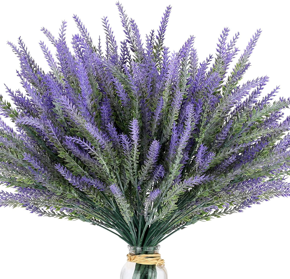 Artificial Flowers for Outdoors UV Resistant, 15 Bundles Fake Flowers Faux Plastic Plants Purple Lavender for Home Office Wedding Garden Porch Window Box Decor