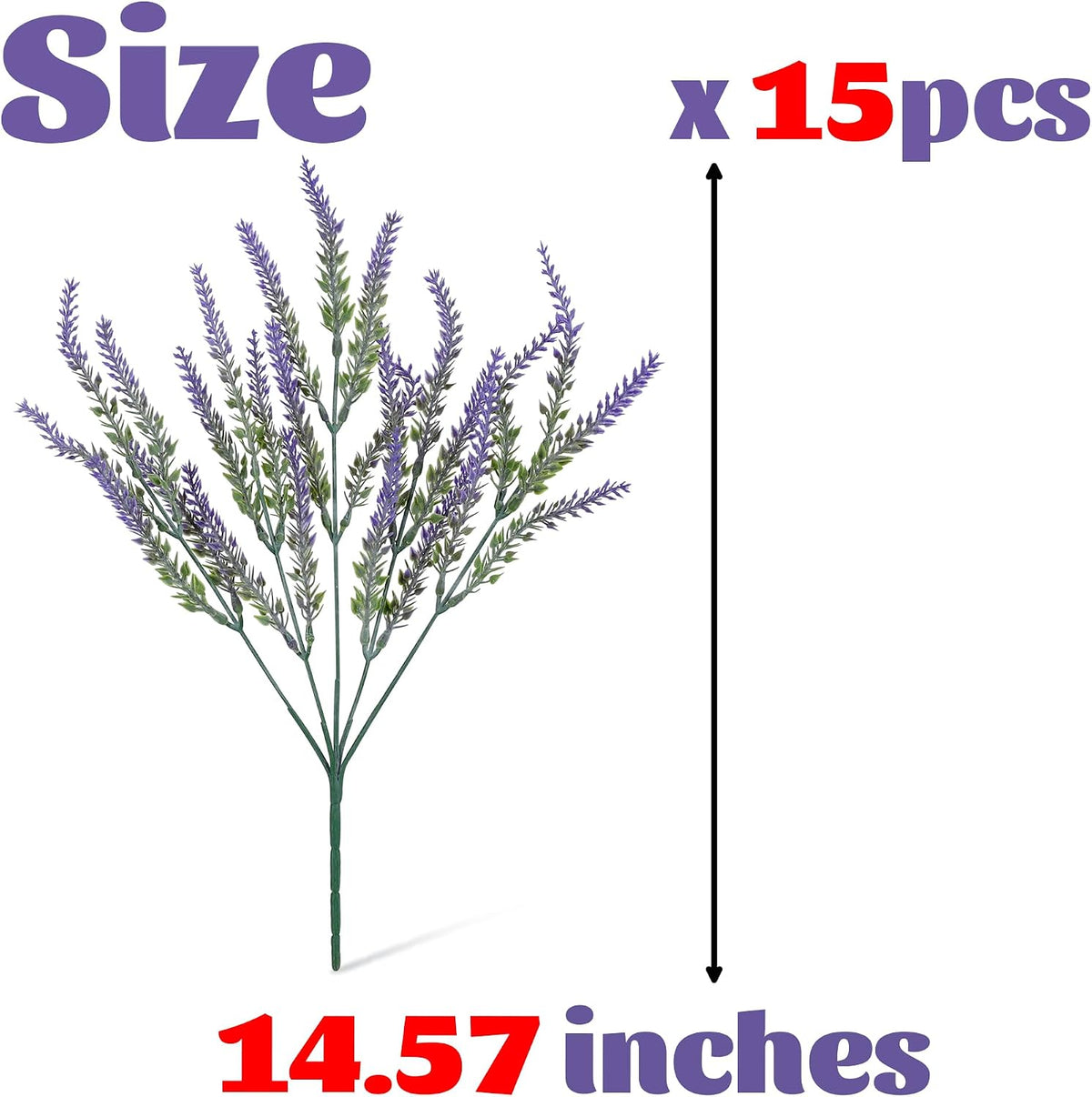 Artificial Flowers for Outdoors UV Resistant, 15 Bundles Fake Flowers Faux Plastic Plants Purple Lavender for Home Office Wedding Garden Porch Window Box Decor