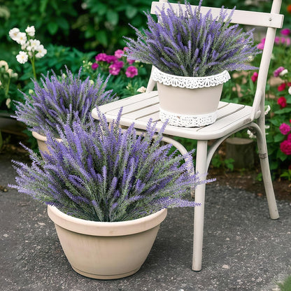 Artificial Flowers for Outdoors UV Resistant, 15 Bundles Fake Flowers Faux Plastic Plants Purple Lavender for Home Office Wedding Garden Porch Window Box Decor