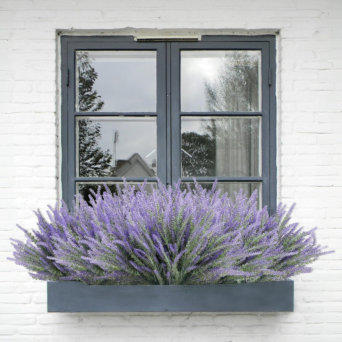 Artificial Flowers for Outdoors UV Resistant, 15 Bundles Fake Flowers Faux Plastic Plants Purple Lavender for Home Office Wedding Garden Porch Window Box Decor