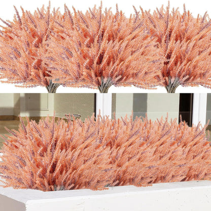 Artificial Flowers for Outdoors UV Resistant, 15 Bundles Fake Flowers Faux Plastic Plants Purple Lavender for Home Office Wedding Garden Porch Window Box Decor