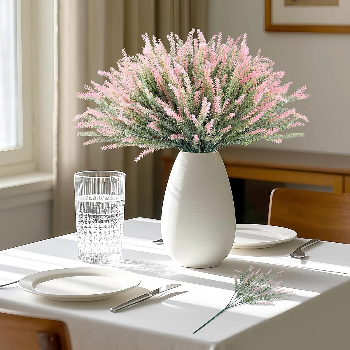 Artificial Flowers for Outdoors UV Resistant, 15 Bundles Fake Flowers Faux Plastic Plants Purple Lavender for Home Office Wedding Garden Porch Window Box Decor