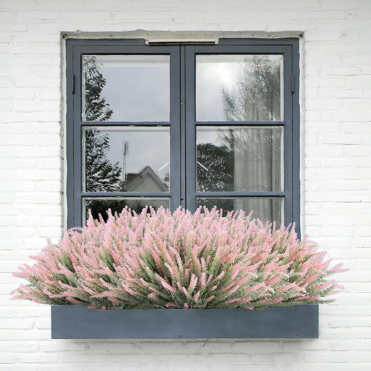 Artificial Flowers for Outdoors UV Resistant, 15 Bundles Fake Flowers Faux Plastic Plants Purple Lavender for Home Office Wedding Garden Porch Window Box Decor