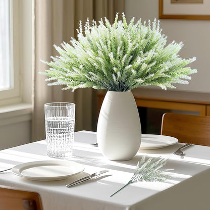 Artificial Flowers for Outdoors UV Resistant, 15 Bundles Fake Flowers Faux Plastic Plants Purple Lavender for Home Office Wedding Garden Porch Window Box Decor