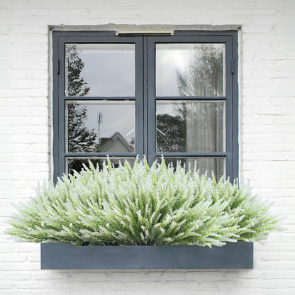 Artificial Flowers for Outdoors UV Resistant, 15 Bundles Fake Flowers Faux Plastic Plants Purple Lavender for Home Office Wedding Garden Porch Window Box Decor