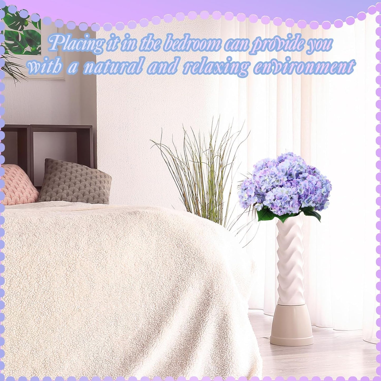 12 Pieces Spring Artificial Hydrangea for Wedding Faux Fake Silk Hydrangea Flowers with Stems for Birthday DIY Bouquet Home Decorations Flower Arrangement Supplies(Blue Violet)