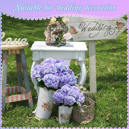 12 Pieces Spring Artificial Hydrangea for Wedding Faux Fake Silk Hydrangea Flowers with Stems for Birthday DIY Bouquet Home Decorations Flower Arrangement Supplies(Blue Violet)