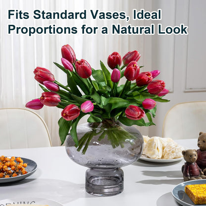 20PCS Fake Tulips Artificial Tulip Silk Flowers Fake PU Bouquet Artificial Flowers Faux Flowers with Gift Box Soft Faux Tulips Bouquets Arrangements for Party Wedding Home